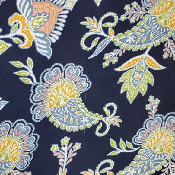 Loft Blue Floral Paisley Keyhole Bell Cuff Sleeve Blouse Size Medium - Picture 5 of 8